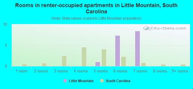 Rooms in renter-occupied apartments in Little Mountain, South Carolina