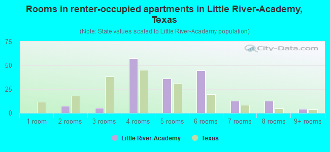 Rooms in renter-occupied apartments in Little River-Academy, Texas