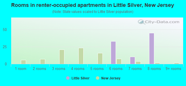 Rooms in renter-occupied apartments in Little Silver, New Jersey