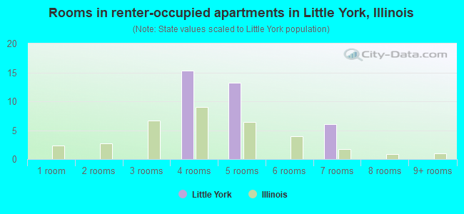 Rooms in renter-occupied apartments in Little York, Illinois