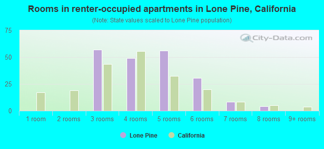 Rooms in renter-occupied apartments in Lone Pine, California