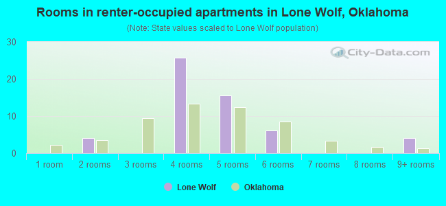 Rooms in renter-occupied apartments in Lone Wolf, Oklahoma