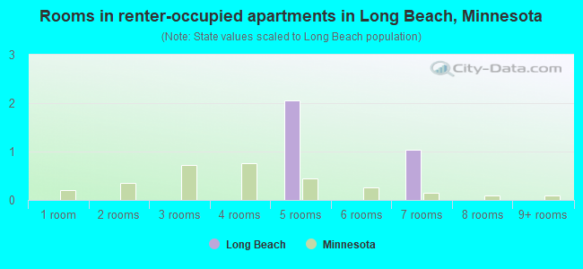 Rooms in renter-occupied apartments in Long Beach, Minnesota