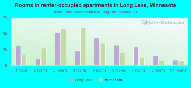 Rooms in renter-occupied apartments in Long Lake, Minnesota