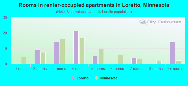 Rooms in renter-occupied apartments in Loretto, Minnesota