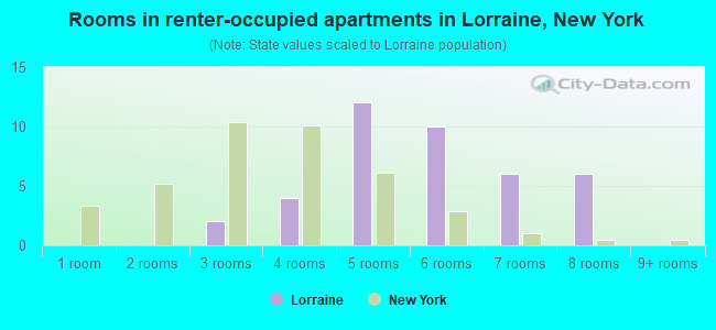 Rooms in renter-occupied apartments in Lorraine, New York