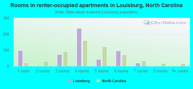 Rooms in renter-occupied apartments in Louisburg, North Carolina