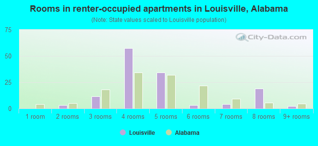 Rooms in renter-occupied apartments in Louisville, Alabama