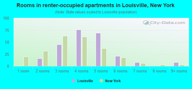 Rooms in renter-occupied apartments in Louisville, New York