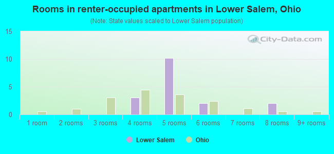 Rooms in renter-occupied apartments in Lower Salem, Ohio