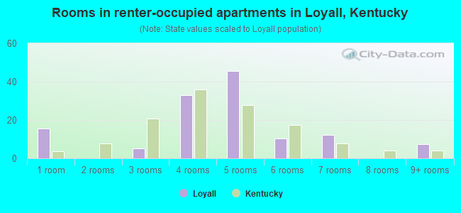 Rooms in renter-occupied apartments in Loyall, Kentucky