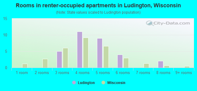 Rooms in renter-occupied apartments in Ludington, Wisconsin