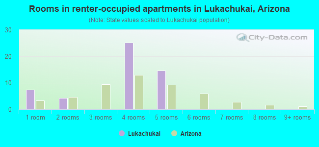 Rooms in renter-occupied apartments in Lukachukai, Arizona