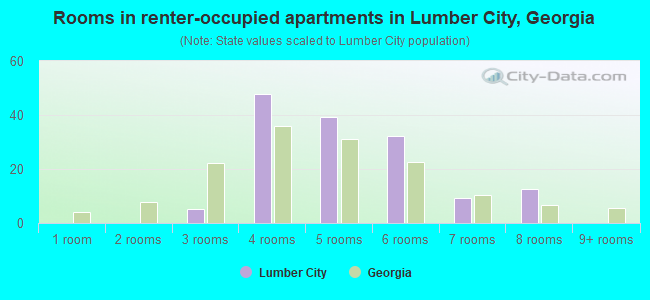 Rooms in renter-occupied apartments in Lumber City, Georgia