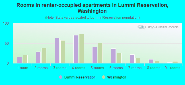 Rooms in renter-occupied apartments in Lummi Reservation, Washington