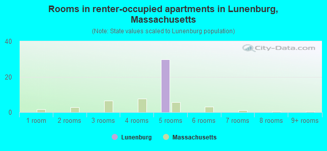 Rooms in renter-occupied apartments in Lunenburg, Massachusetts