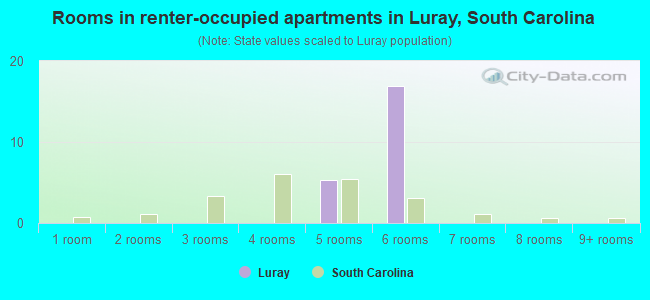 Rooms in renter-occupied apartments in Luray, South Carolina