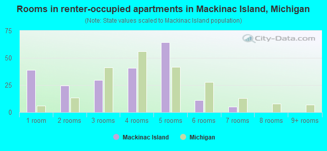 Rooms in renter-occupied apartments in Mackinac Island, Michigan
