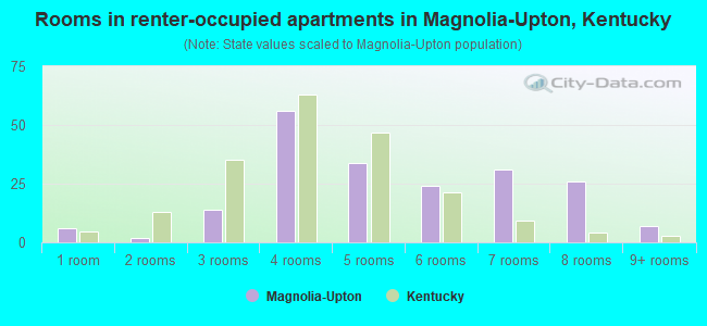 Rooms in renter-occupied apartments in Magnolia-Upton, Kentucky