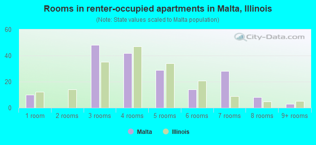 Rooms in renter-occupied apartments in Malta, Illinois