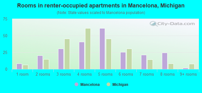 Rooms in renter-occupied apartments in Mancelona, Michigan