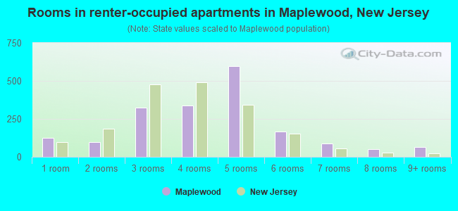 Rooms in renter-occupied apartments in Maplewood, New Jersey