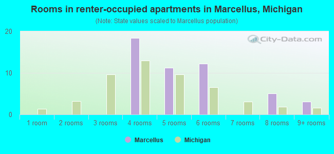 Rooms in renter-occupied apartments in Marcellus, Michigan