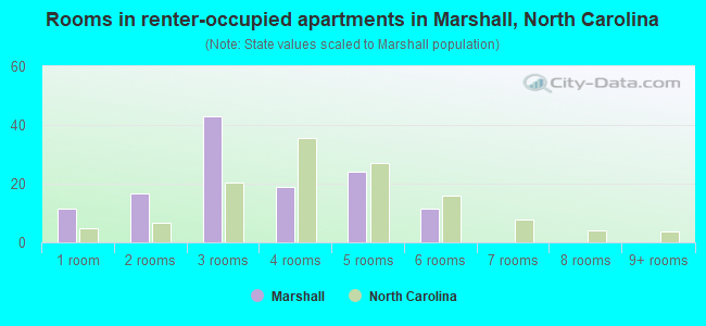 Rooms in renter-occupied apartments in Marshall, North Carolina