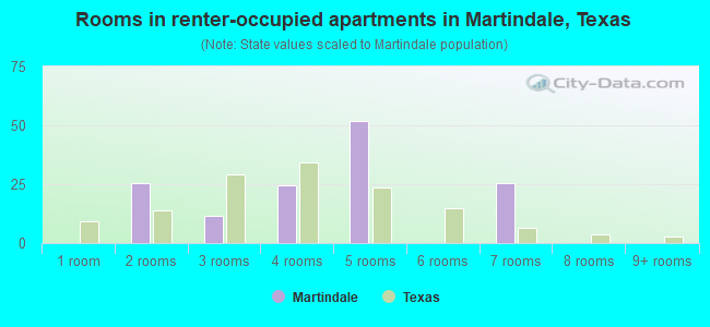 Rooms in renter-occupied apartments in Martindale, Texas
