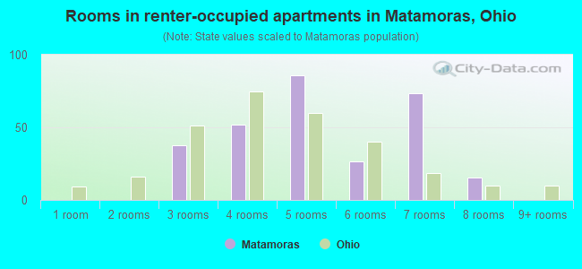 Rooms in renter-occupied apartments in Matamoras, Ohio