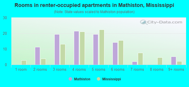 Rooms in renter-occupied apartments in Mathiston, Mississippi