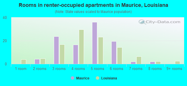 Rooms in renter-occupied apartments in Maurice, Louisiana