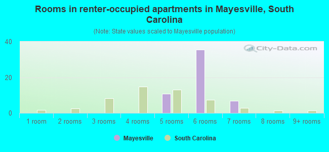 Rooms in renter-occupied apartments in Mayesville, South Carolina