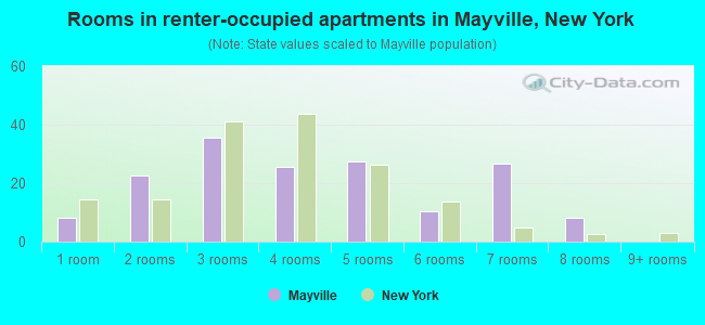 Rooms in renter-occupied apartments in Mayville, New York