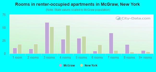 Rooms in renter-occupied apartments in McGraw, New York
