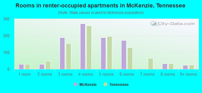 Rooms in renter-occupied apartments in McKenzie, Tennessee