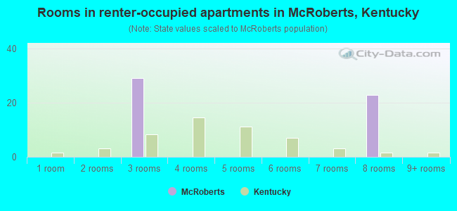 Rooms in renter-occupied apartments in McRoberts, Kentucky