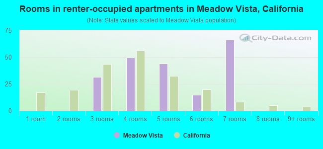 Rooms in renter-occupied apartments in Meadow Vista, California