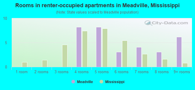 Rooms in renter-occupied apartments in Meadville, Mississippi