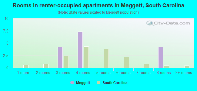 Rooms in renter-occupied apartments in Meggett, South Carolina