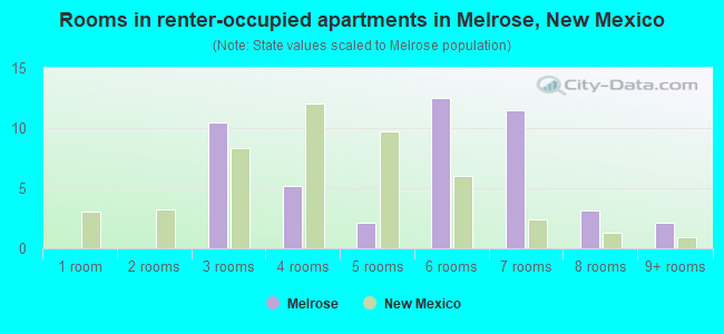 Rooms in renter-occupied apartments in Melrose, New Mexico
