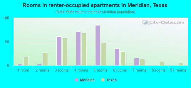 Rooms in renter-occupied apartments in Meridian, Texas