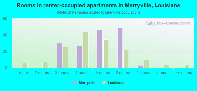 Rooms in renter-occupied apartments in Merryville, Louisiana