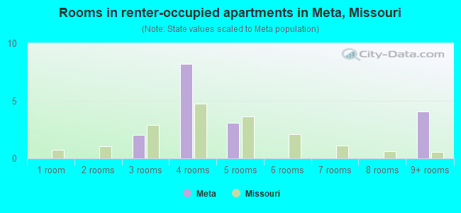 Rooms in renter-occupied apartments in Meta, Missouri