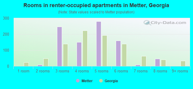 Rooms in renter-occupied apartments in Metter, Georgia