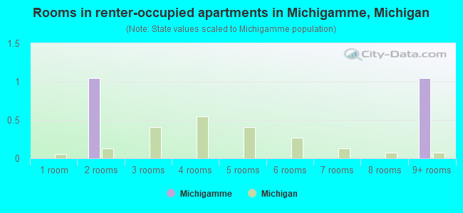 Rooms in renter-occupied apartments in Michigamme, Michigan