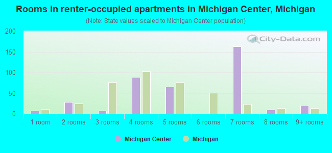 Rooms in renter-occupied apartments in Michigan Center, Michigan