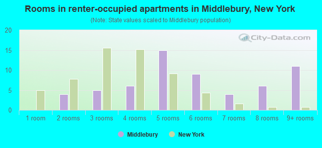 Rooms in renter-occupied apartments in Middlebury, New York