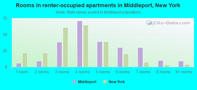 Rooms in renter-occupied apartments in Middleport, New York
