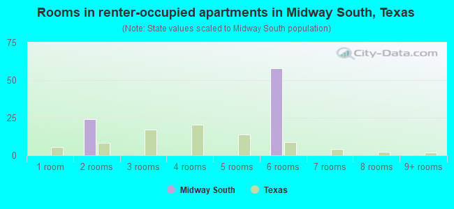 Rooms in renter-occupied apartments in Midway South, Texas